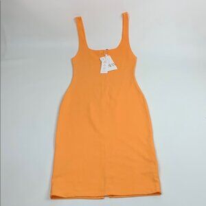 Zara Orange Sleeveless Tank top Bodycon Dress Size Small Stretch Brand New